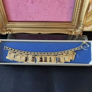NOS VTG GOLD TONE TEN COMMANDMENTS CHARM BRACELET